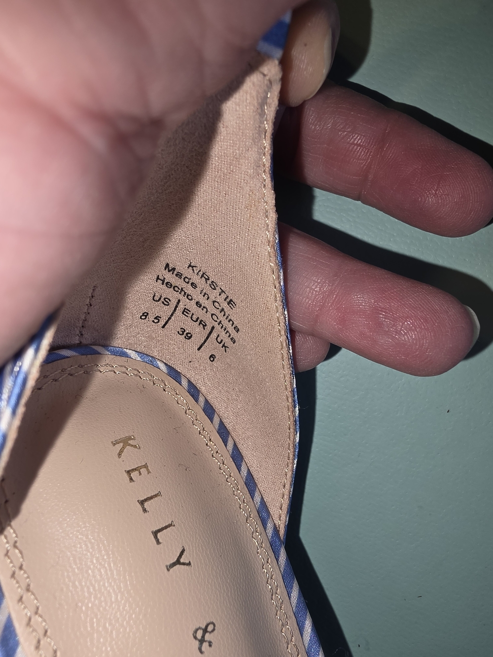 Kelly & Katie Kirstie Blue Stripe Ankle-Strap Sandals 3" Heel - Picture 4 of 4